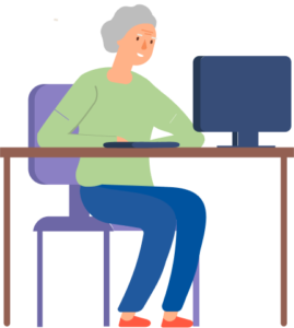 CPSA illustration person at computer checking pension