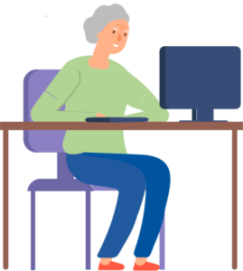 Home 1 CPSA illustration person at computer checking pension